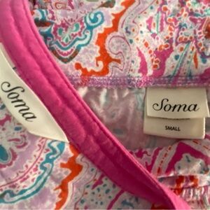 Soma Pink Paisley two piece pajamas lounge wear size small